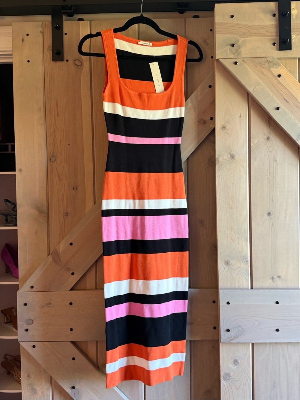 NWT Timing Striped Sleeveless Bodycon Midi Dress